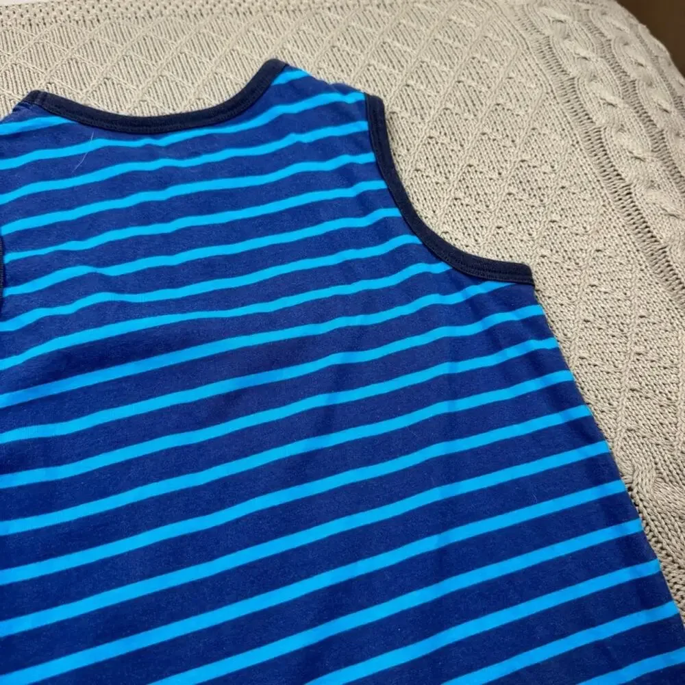 OshKosh B'gosh Blue and Yellow Striped Kids Just Here For The Pizza Tank Top ~ 8